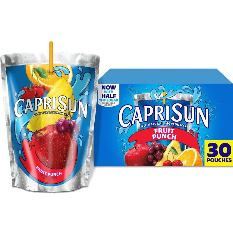 slide 1 of 14, Capri Sun Fruit Punch Value Pack - 30pk/6 fl oz Pouches, 30 ct; 6 fl oz