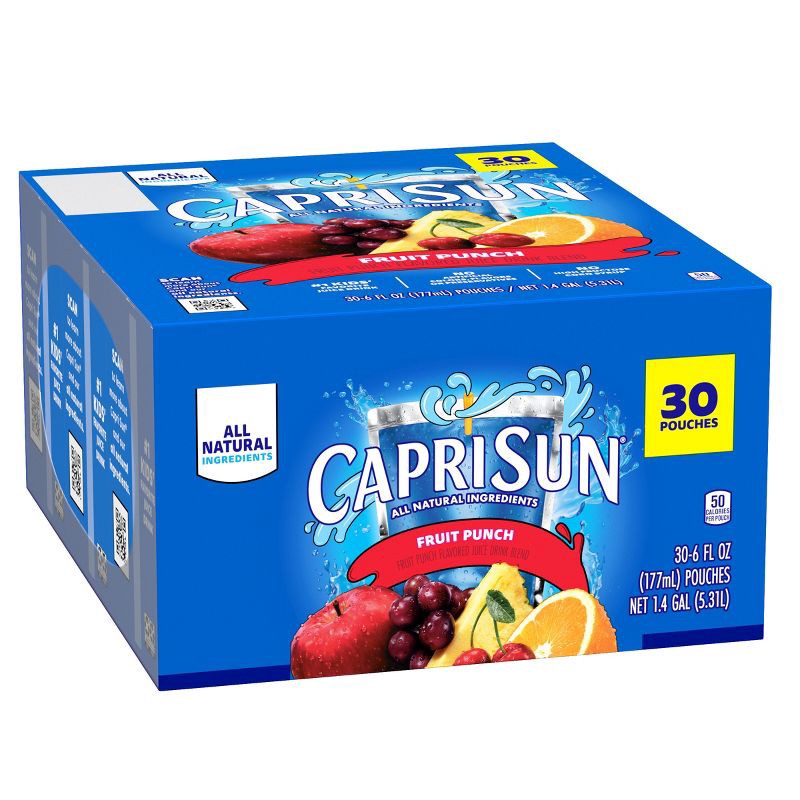 slide 8 of 9, Capri Sun Fruit Punch Juice Boxes - 30pk/6 fl oz Pouches, 30 ct; 6 fl oz