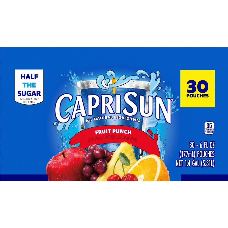 slide 9 of 14, Capri Sun Fruit Punch Value Pack - 30pk/6 fl oz Pouches, 30 ct; 6 fl oz