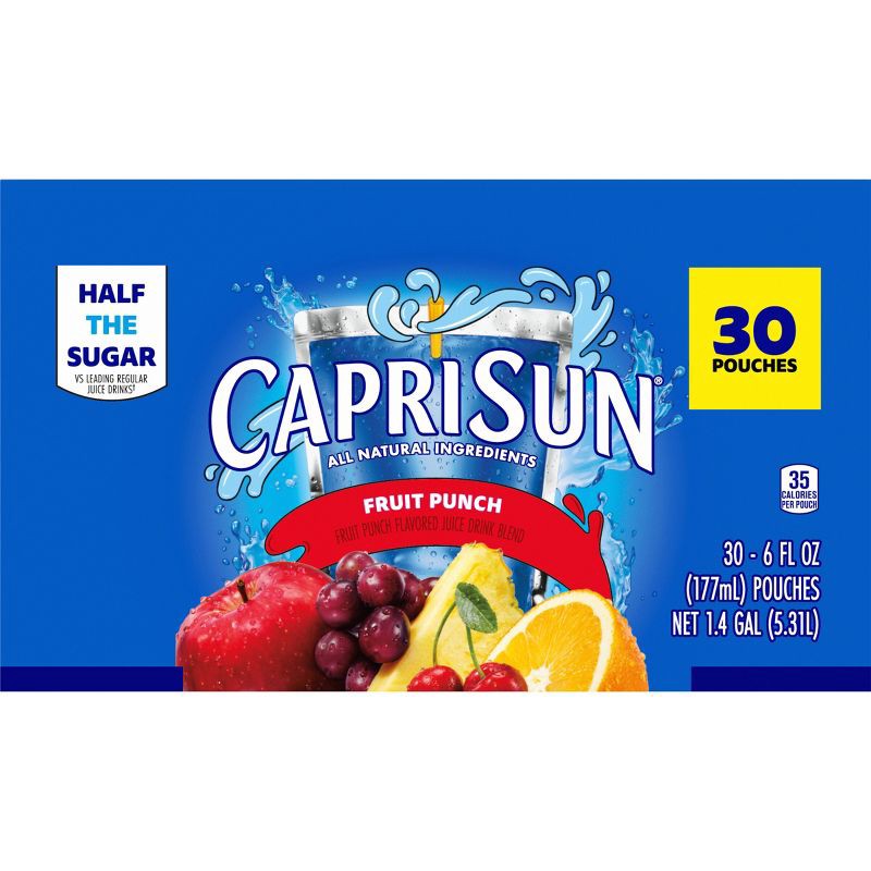slide 9 of 13, Capri Sun Fruit Punch Value Pack - 30pk/6 fl oz Pouches, 30 ct; 6 fl oz