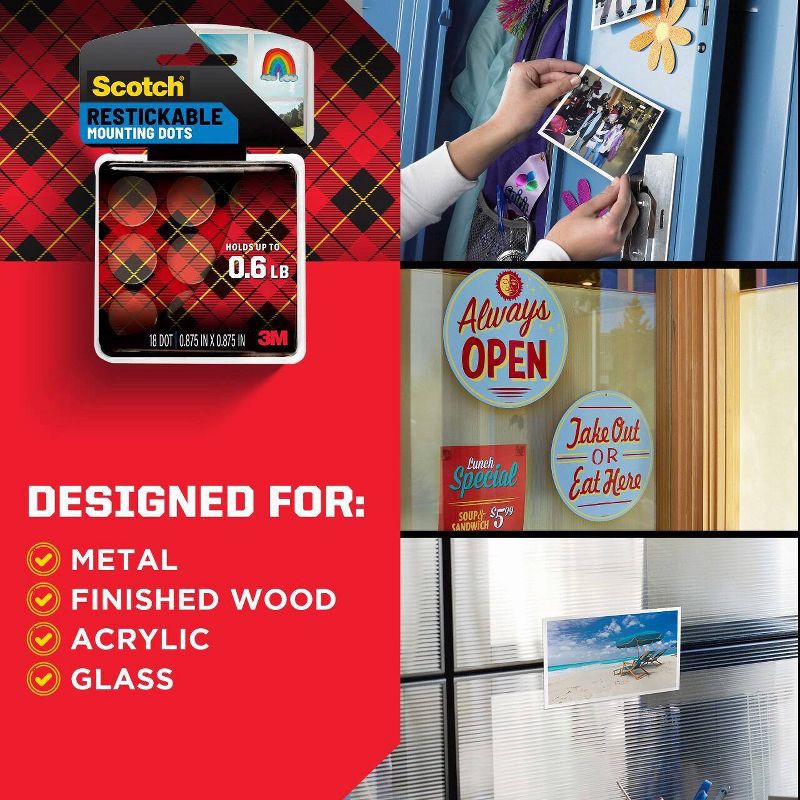 slide 4 of 13, Scotch 18ct Restickable Mounting Dots, 18 ct