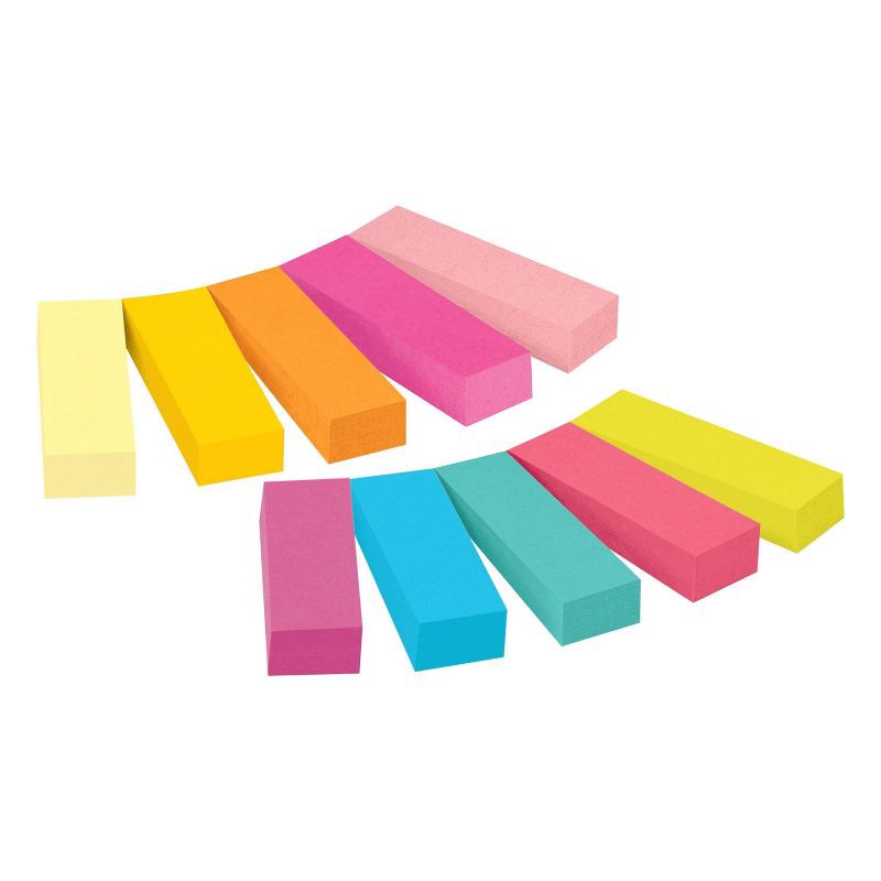 slide 12 of 12, Post-it 10pk 1/2"x2" Page Markers Assorted Bright Colors, 10 ct