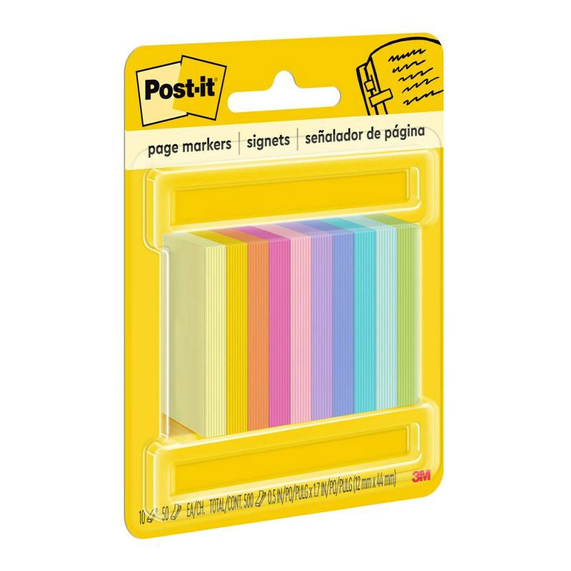 slide 4 of 12, Post-it 10pk 1/2"x2" Page Markers Assorted Bright Colors, 10 ct