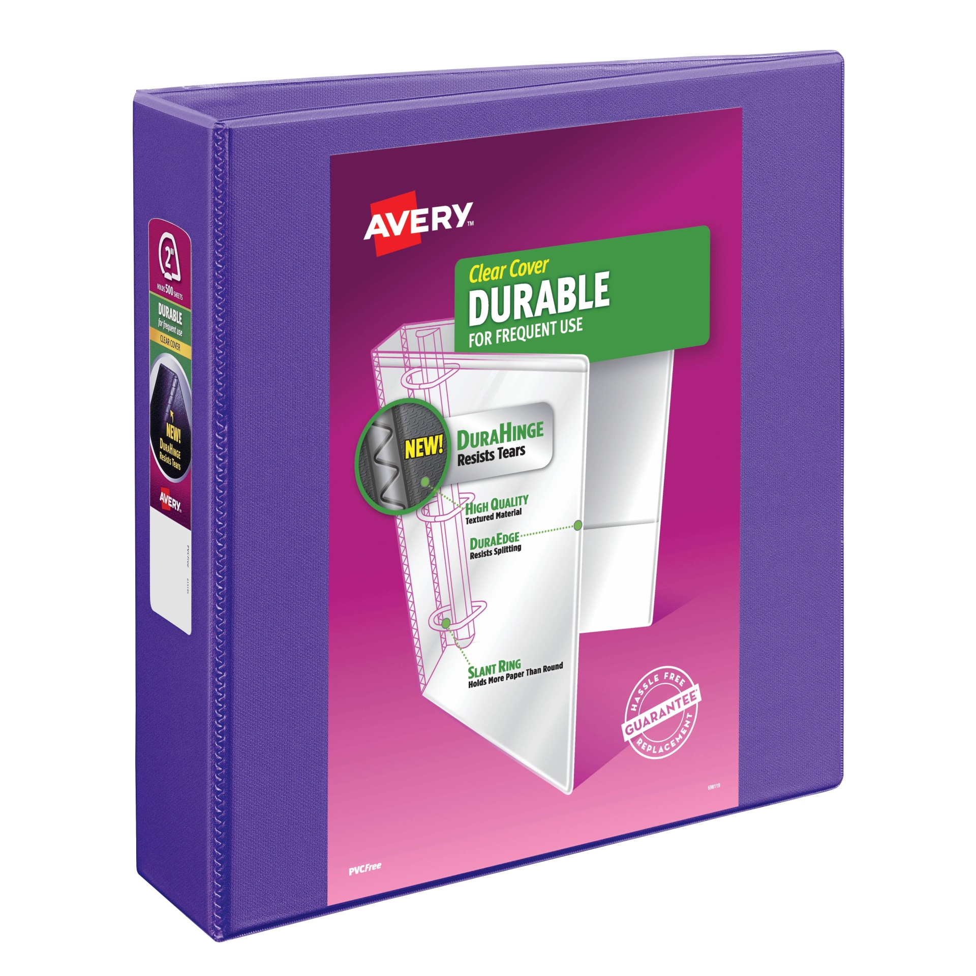 slide 1 of 4, Avery 2" Durable View Ring Binder Purple, 1 ct