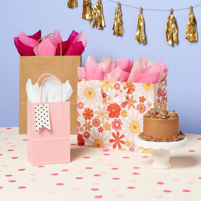 slide 2 of 3, 20ct Tissue Paper Pink - Spritz™: Gift Bag Tissue, All Occasions, 16.5" x 24", 20 Pack, 20 ct
