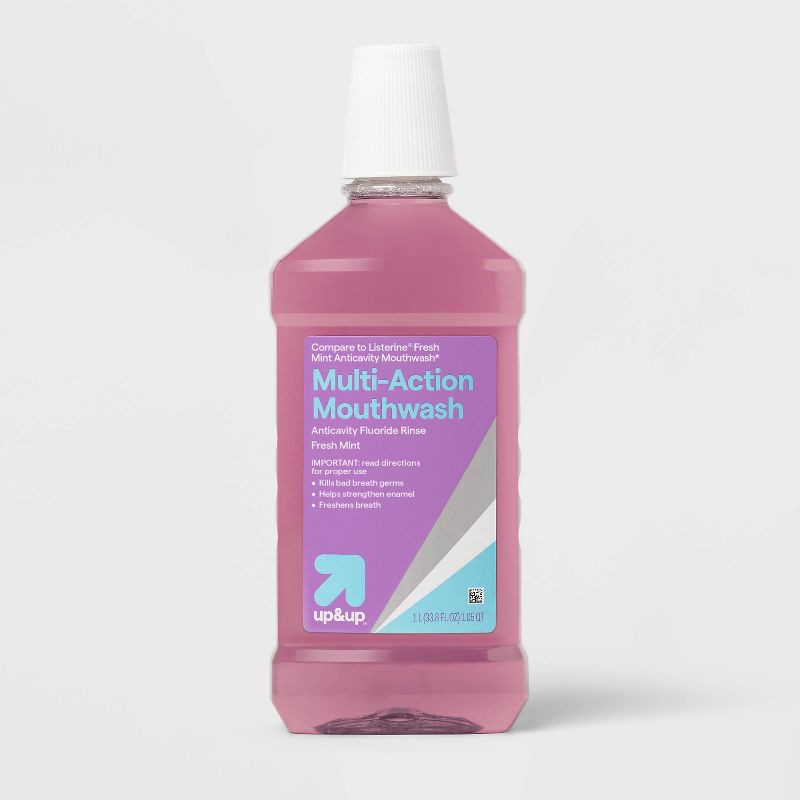 slide 1 of 3, Anticavity Fluoride Mouth Rinse - Eucalyptus Mint - 33.8 fl oz - up&up™, 33.8 fl oz