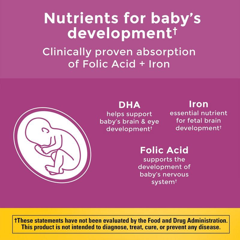 slide 4 of 10, Nature Made Prenatal with Folic Acid + DHA, Prenatal Vitamin and Mineral Supplement Softgels - 60ct, 60 ct