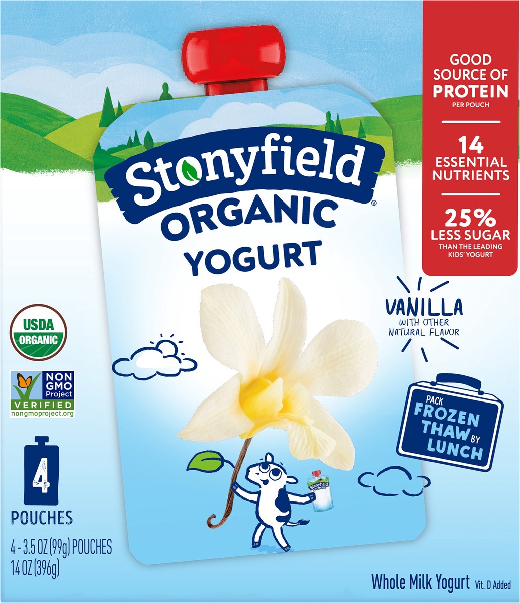slide 5 of 7, Stonyfield Organic Vanilla Whole Milk Yogurt Pouches, 4ct, 4 ct