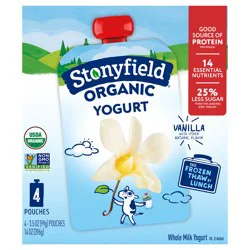 Stonyfield Organic Vanilla Whole Milk Yogurt Pouches, 4ct