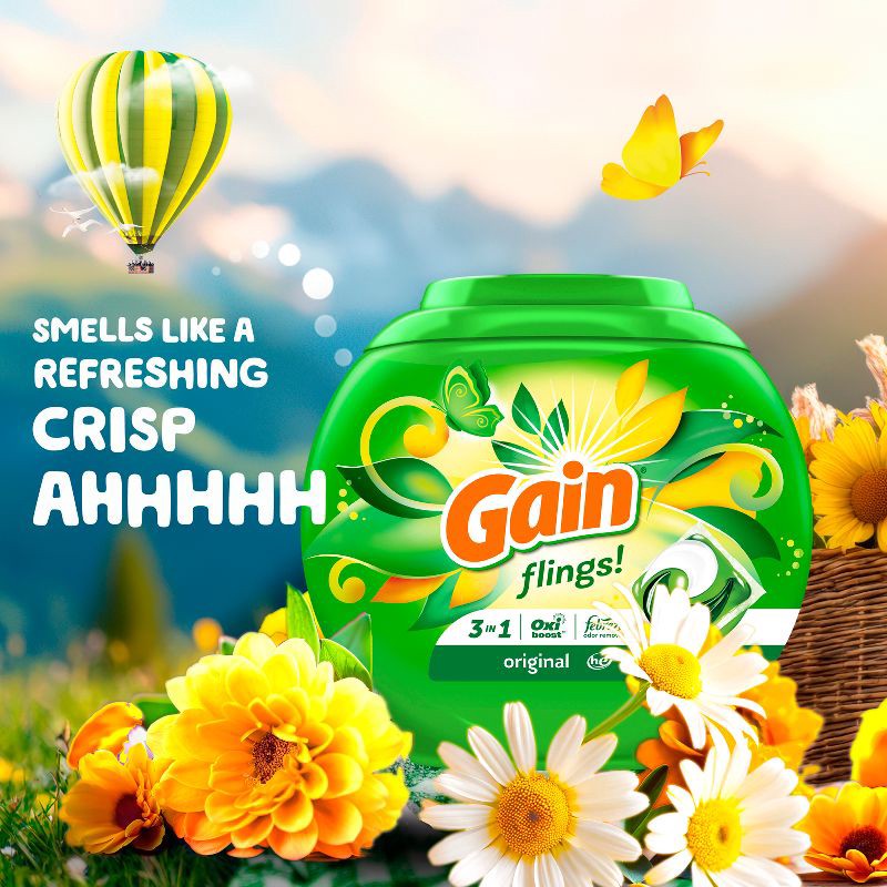 slide 5 of 13, Gain flings! Original 3 in 1 Oxi & Febreze HE Deep Cleaning Concentrated Laundry Detergent Pods 16 Pacs - 10oz, 10 oz