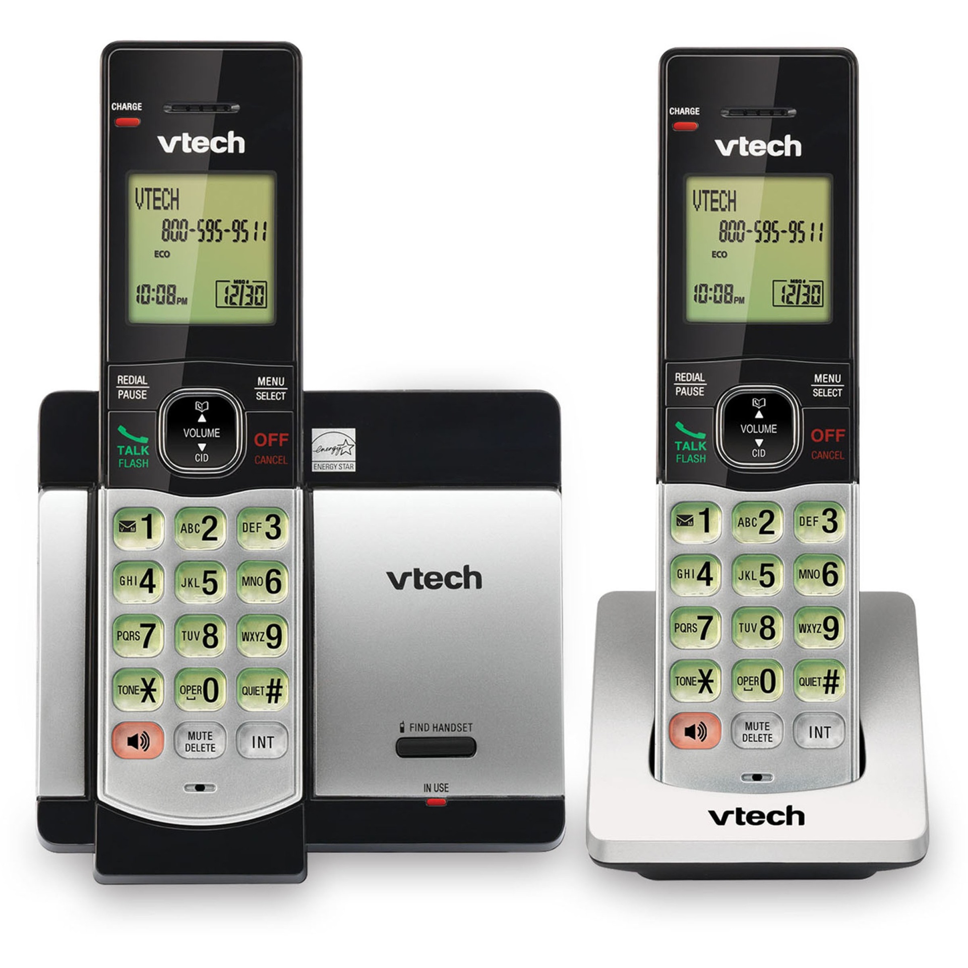slide 1 of 3, V-Tech VTech DECT 6.0 Expandable Cordless Phone w/ 2 Handsets - Silver CS5119-2, 1 ct