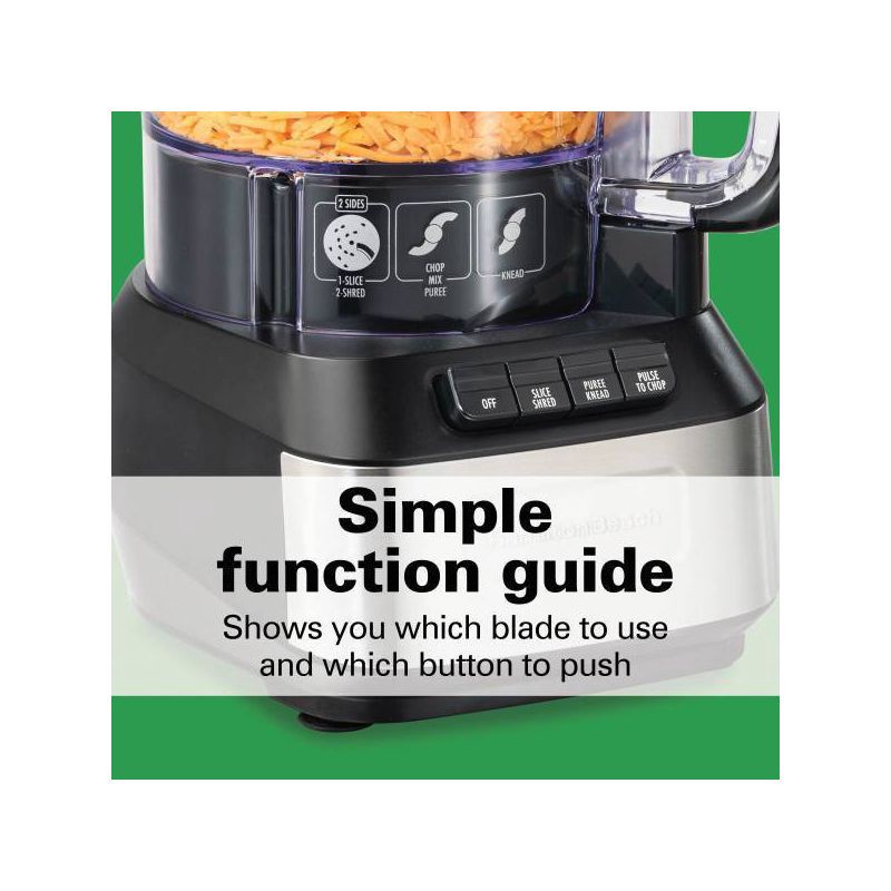 slide 8 of 10, Hamilton Beach 12 Cup Stack and Snap Food Processor - Black - 70727: Stainless Steel Blades, 500W, Adjustable Speed, 1 ct