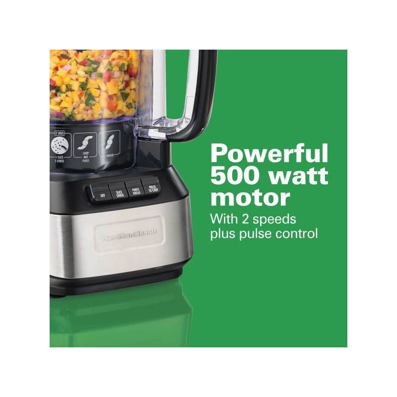 slide 9 of 10, Hamilton Beach 12 Cup Stack and Snap Food Processor - Black - 70727: Stainless Steel Blades, 500W, Adjustable Speed, 1 ct