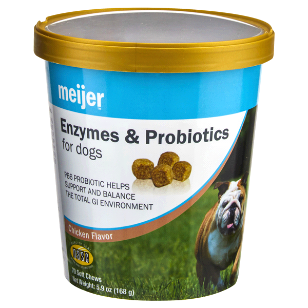 slide 1 of 1, Meijer Dog Advanced Probiotic & Enzymes + Vet Pb6, Soft Chew, 70 ct