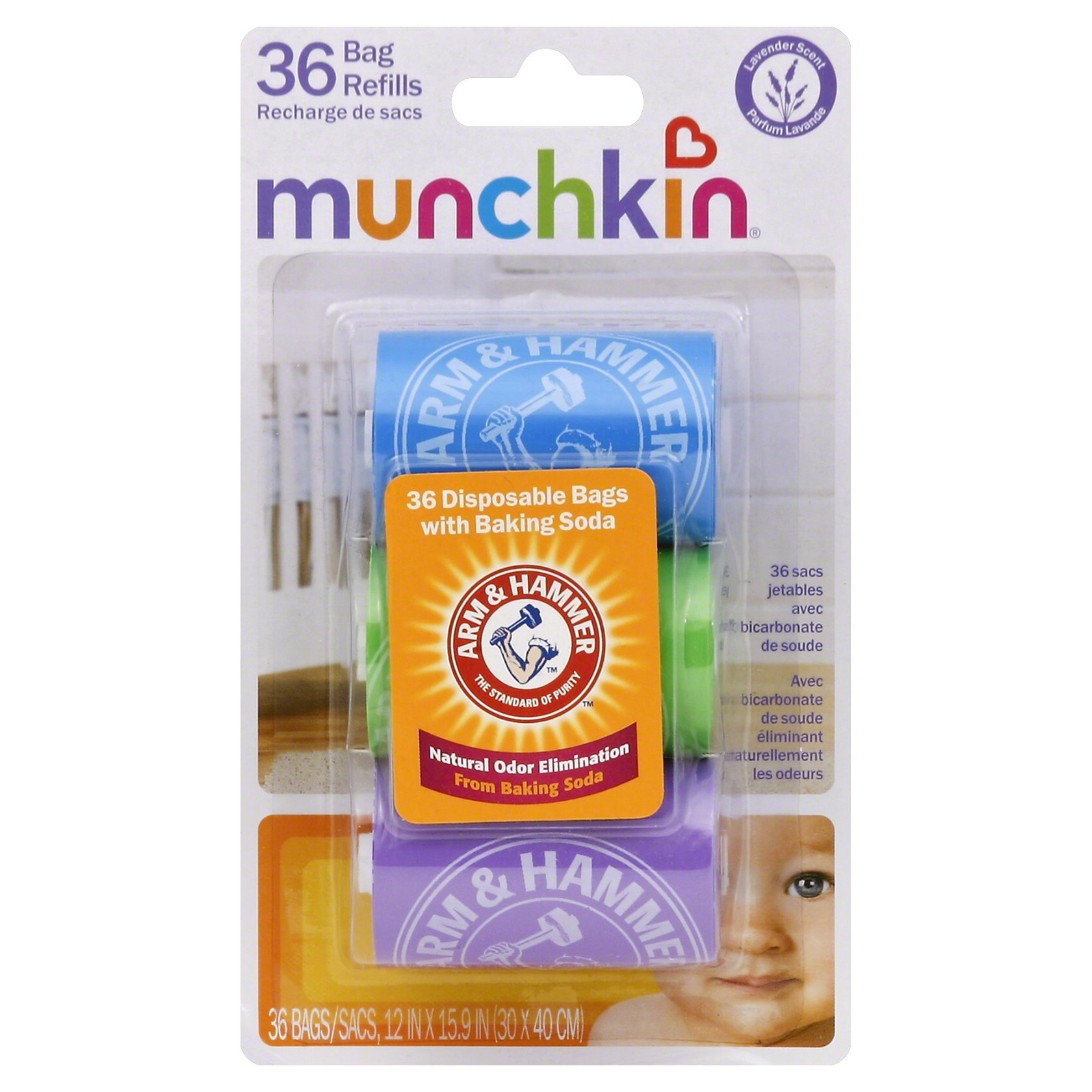 slide 1 of 3, Munchkin Arm & Hammer Diaper Bag Dispenser Refills, 36 ct