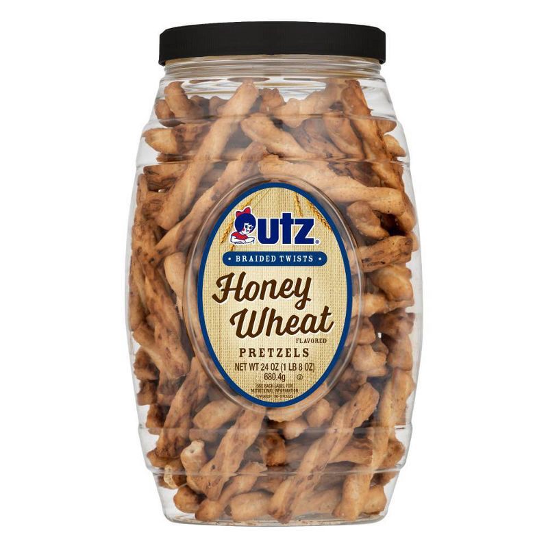 slide 1 of 5, Utz Braided Honey Wheat Twists Pretzels Barrel - 26oz, 24 oz