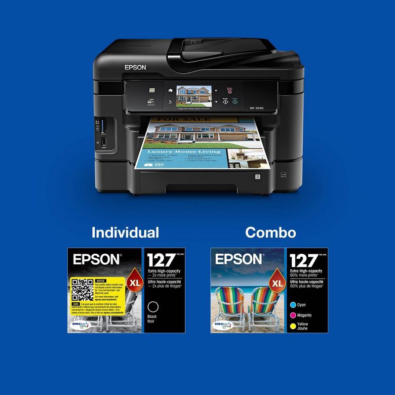 slide 4 of 7, Epson 127XL Single Ink Cartridge - Black (T127120-CP): High Yield Printer Cartridge, 1 ct