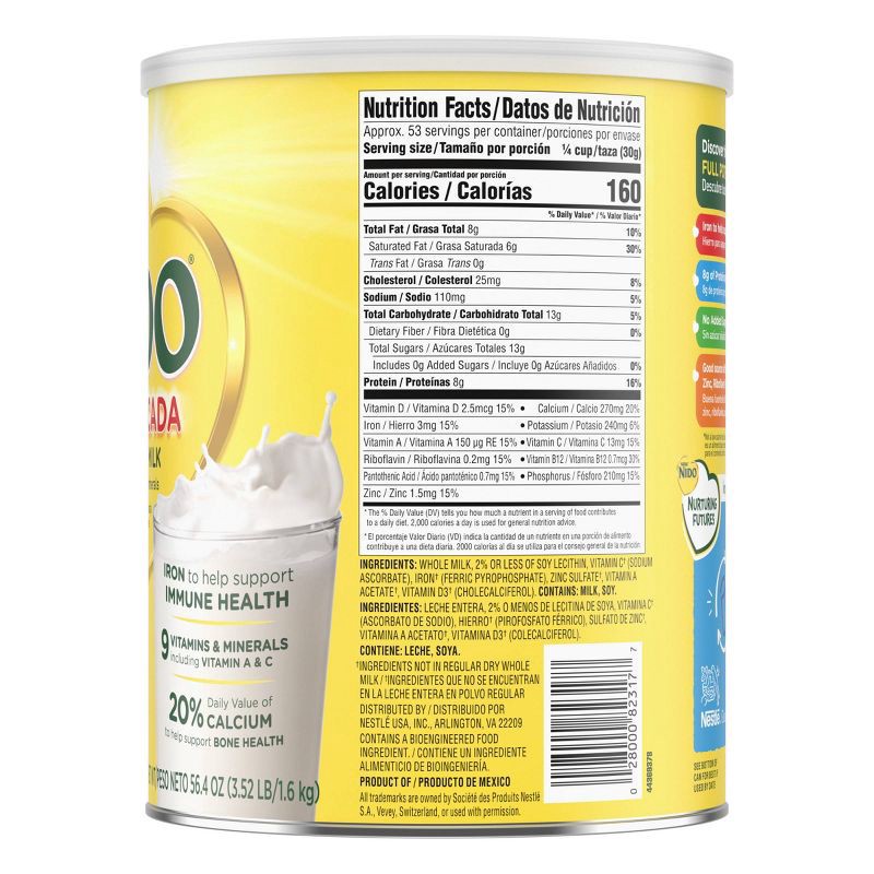 slide 6 of 7, Nestle NIDO Fortificada Toddler and Kids Powdered Milk Beverage - 56.4oz, 56.4 oz