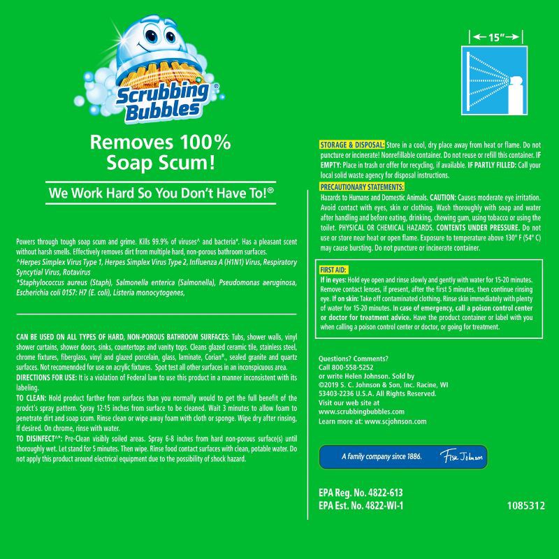 slide 10 of 13, Scrubbing Bubbles Mega Bathroom Shower Cleaner Foam Disinfectant Spray - Rainshower - 32 fl oz, 32 oz