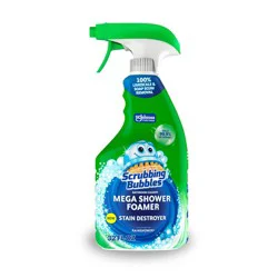 Scrubbing Bubbles Mega Bathroom Shower Cleaner Foam Disinfectant Spray - Rainshower - 32 fl oz: Dye-Free, Multi-Surface, Countertops, Tub