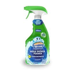 Scrubbing Bubbles Mega Bathroom Shower Cleaner Foam Disinfectant Spray - Rainshower - 32 fl oz: Dye-Free, Multi-Surface, Countertops, Tub