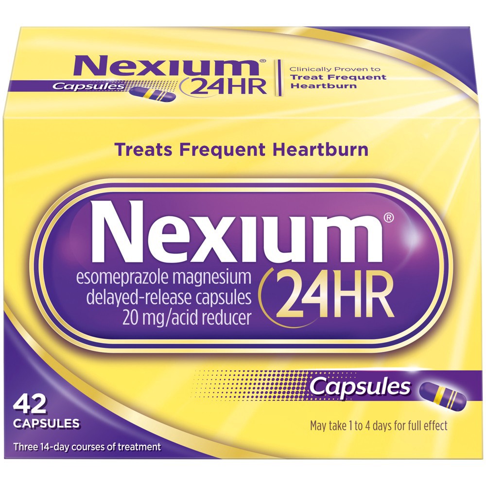 slide 8 of 8, Nexium 24HR Acid Reducer Heartburn Relief Capsules with Esomeprazole Magnesium - 42 Count, 42 ct