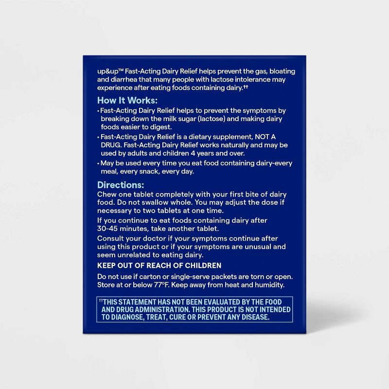 slide 3 of 5, Fast-Acting Lactase Dairy Digestive Supplement Chewable Tablets - Vanilla - 32ct - up&up™, 32 ct