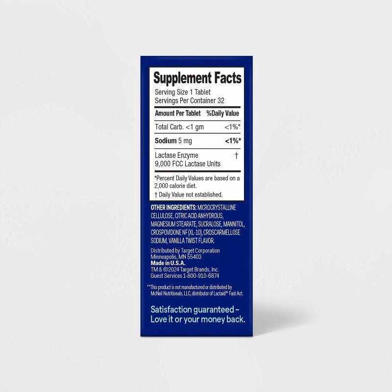 slide 5 of 5, Fast-Acting Lactase Dairy Digestive Supplement Chewable Tablets - Vanilla - 32ct - up&up™, 32 ct