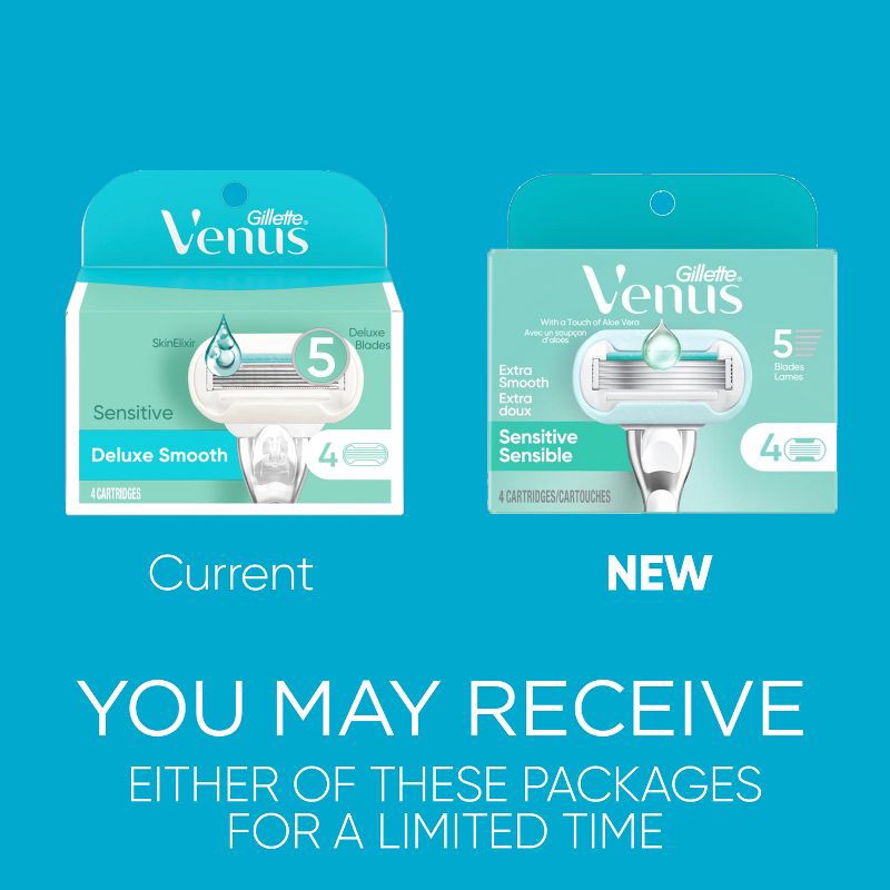slide 2 of 10, Venus Deluxe Smooth Sensitive Women's Razor Blade Refills - 4ct, 4 ct