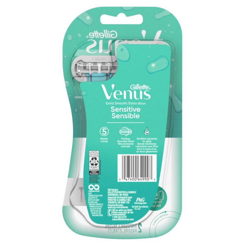slide 9 of 9, Venus Extra Smooth Sensitive Women's Disposable Razors - 2ct, 2 ct