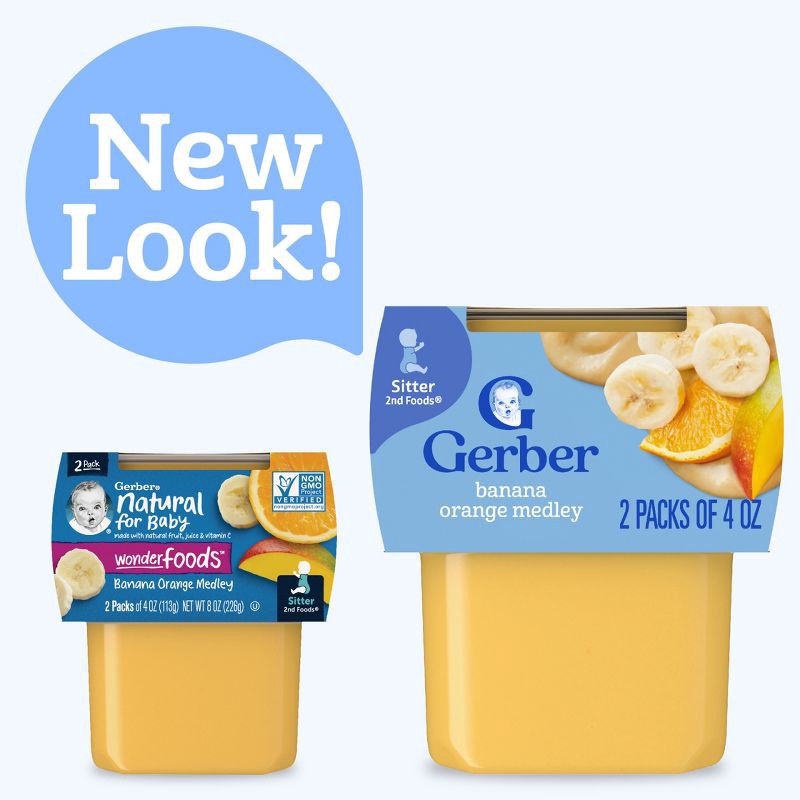 slide 2 of 9, Gerber Baby Food Stage 2 Banana Orange Medley Puree Tub - 4oz/2ct, 2 ct; 4 oz