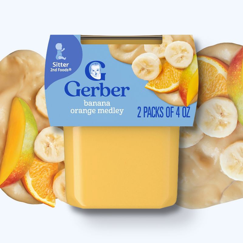 slide 3 of 9, Gerber Baby Food Stage 2 Banana Orange Medley Puree Tub - 4oz/2ct, 2 ct; 4 oz