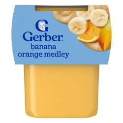 Gerber Non-GMO Baby Food Stage 2 Banana Orange Medley Puree Tub - 4oz/2ct