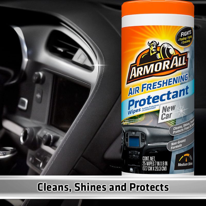 slide 5 of 8, Armor All 25ct New Car Wipes Automotive Protector: Car Cleaning Supplies, Cleaner, Wipes, Removes Dirt & Soil, 25 ct