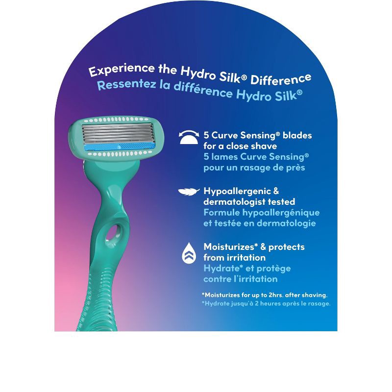 slide 2 of 9, Schick Hydro Silk Sensitive Women's Razor Blade Refills - 4 ct, 4 ct