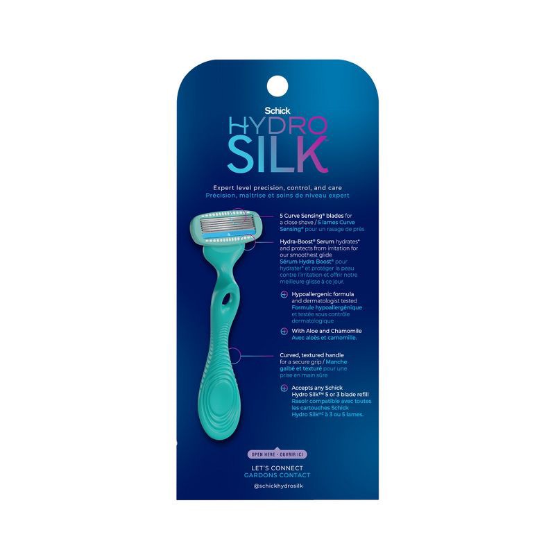 slide 9 of 9, Schick Hydro Silk Sensitive Women's Razor - 1 Razor Handle & 2 Refills, 1 ct