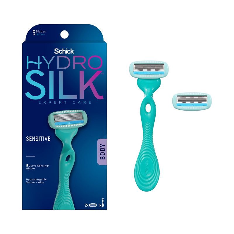 slide 1 of 9, Schick Hydro Silk Sensitive Women's Razor - 1 Razor Handle & 2 Refills, 1 ct