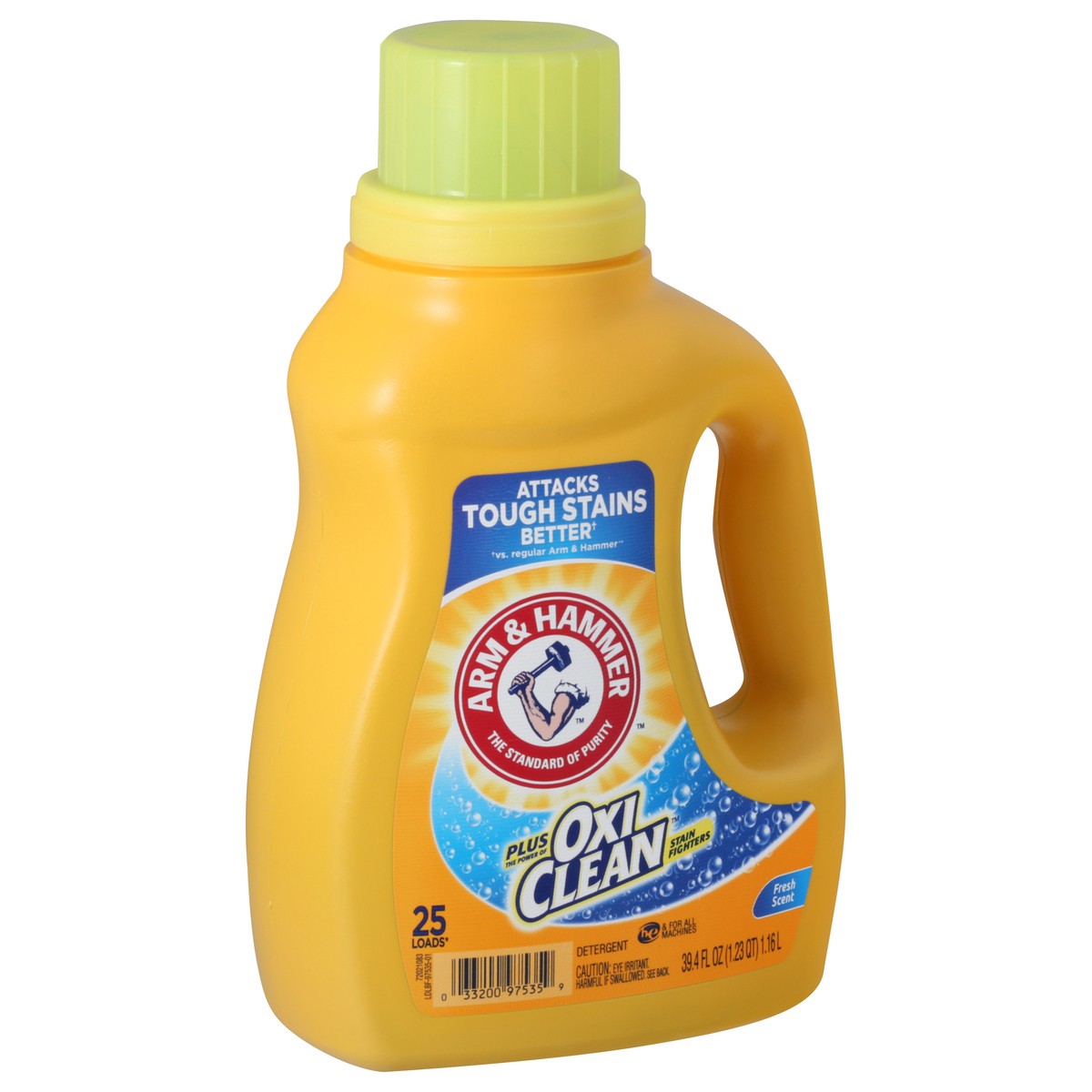 slide 4 of 9, Arm & Hammer Plus OxiClean Fresh Scent, 25 Loads Liquid Laundry Detergent, 39.4 Fl oz, 39.4 oz
