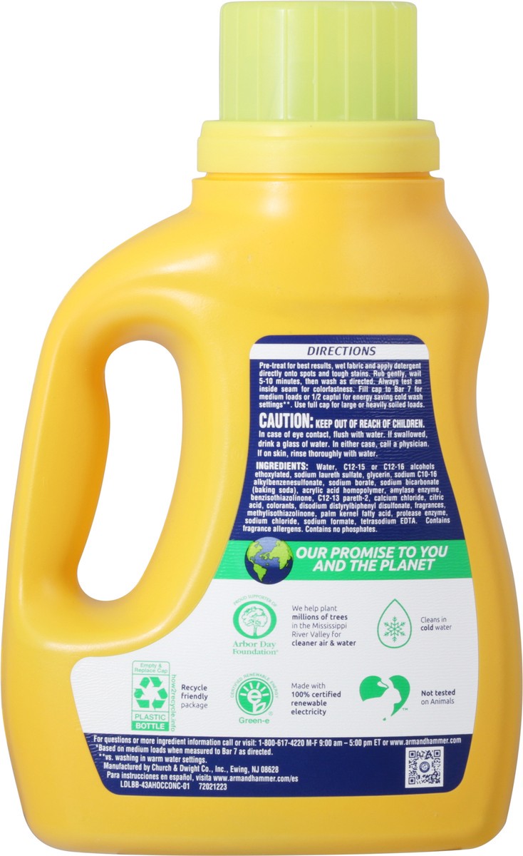 slide 3 of 9, Arm & Hammer Plus OxiClean Fresh Scent, 25 Loads Liquid Laundry Detergent, 39.4 Fl oz, 39.4 oz