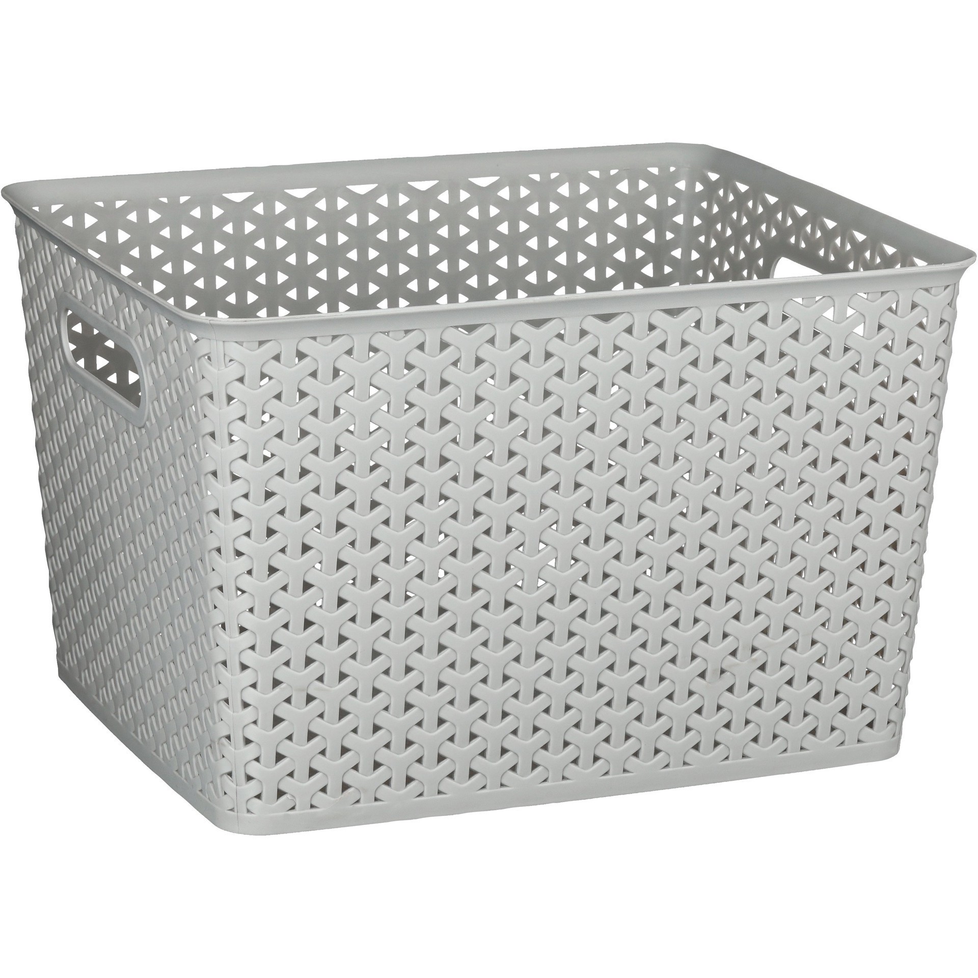 slide 1 of 1, our goods Cross Weave Rectangle Storage Bin - Gray, LG