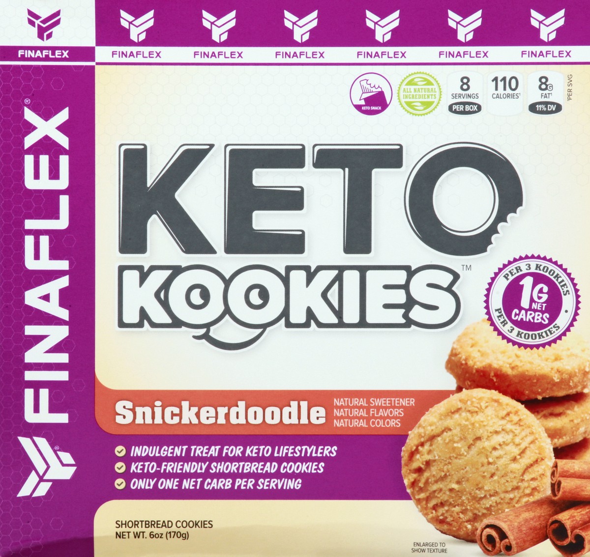 slide 1 of 13, FINAFLEX Keto Kookies Snickerdoodle Shortbread Cookies 6 oz, 6 oz