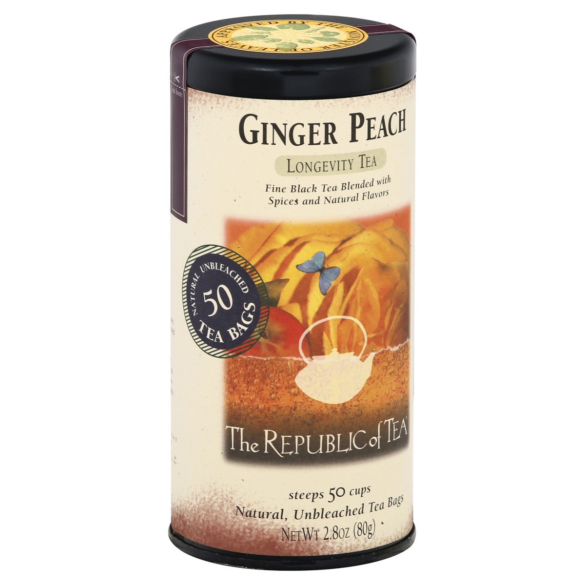 slide 8 of 9, The Republic of Tea Ginger Peach Longevity Tea - 50 ct, 50 ct