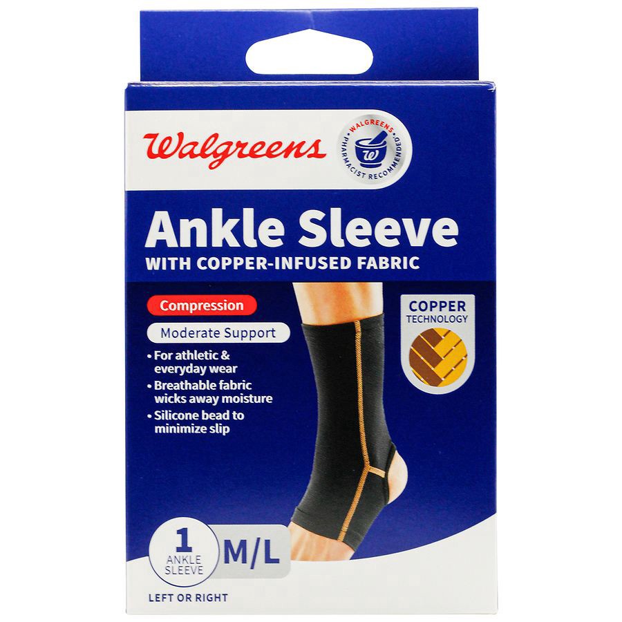 slide 1 of 4, Walgreens Medium/Large Compression Ankle Sleeve, 1 ct