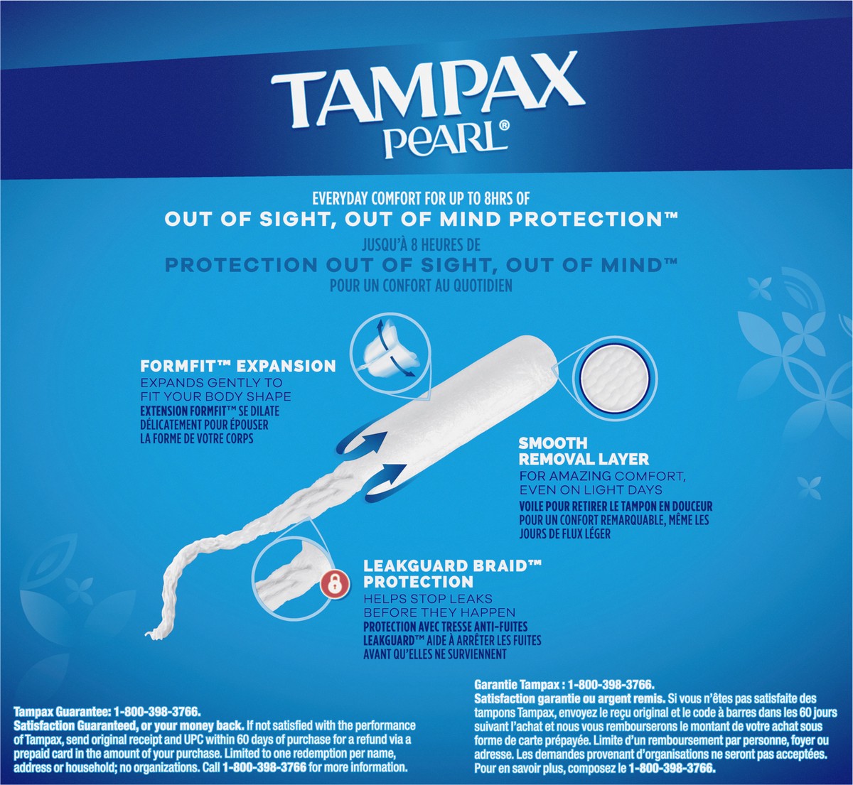 slide 4 of 5, Tampax Pearl Tampons Duo Pack, Light/Regular Absorbency with BPA-Free Plastic Applicator and LeakGuard Braid, Unscented, 34 Count, 34 ct