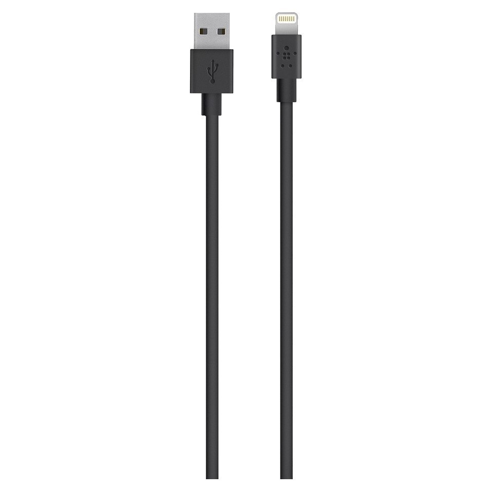 slide 1 of 1, Belkin Lightning Cable - Black, 3 ft