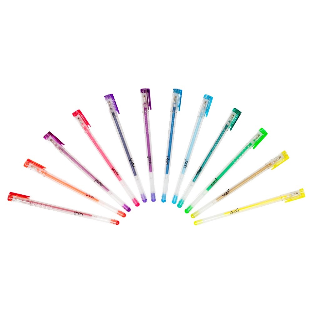 slide 3 of 3, Yoobi Color & Glitter Color Gel Pens - Multicolor, 12 ct