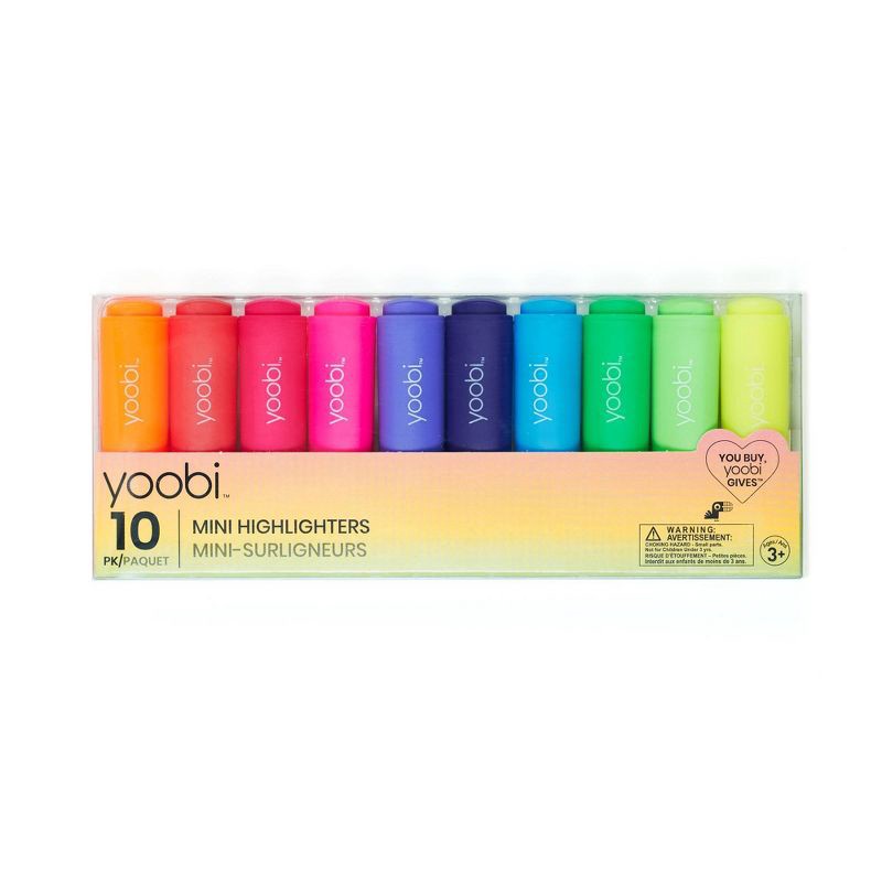 slide 1 of 7, Mini Highlighters - Multicolor, 10 Pack - Yoobi, 10 ct