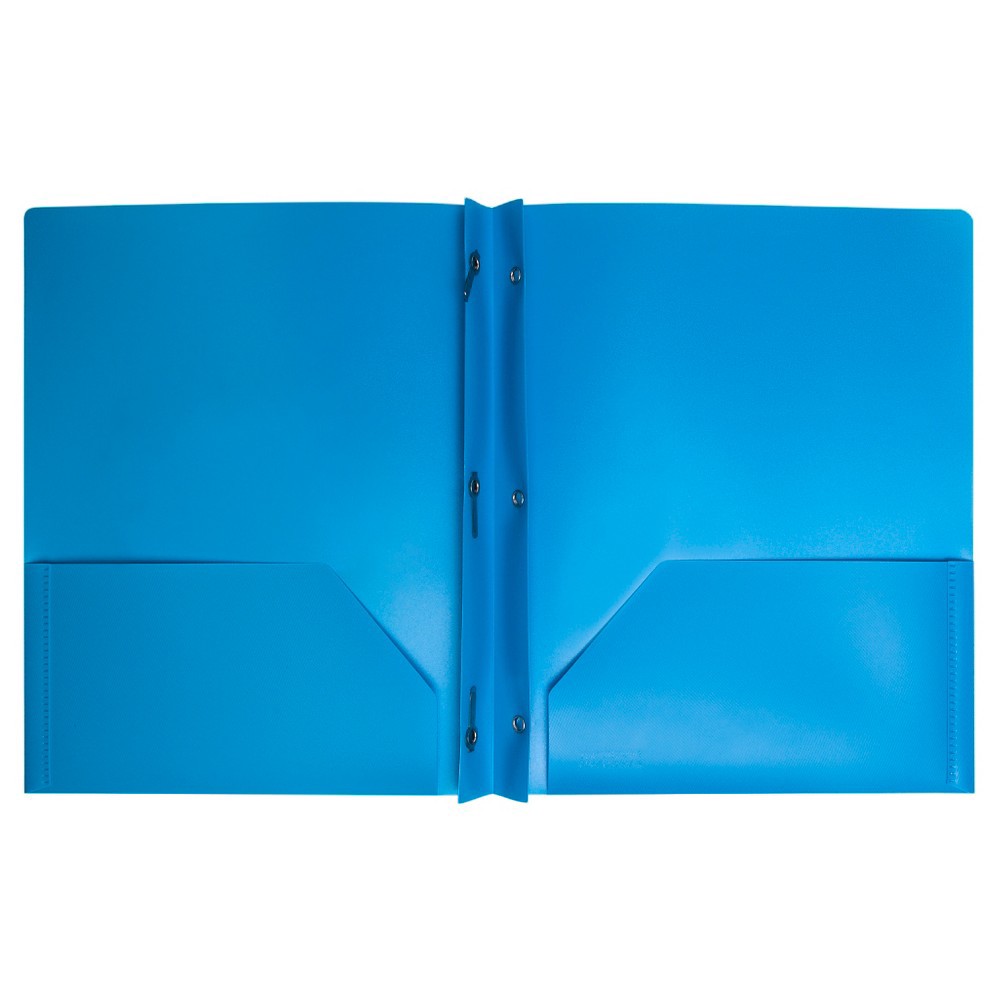slide 2 of 2, 2 Pocket Plastic Folder with Prong Fasteners Blue - Yoobi, 1 ct