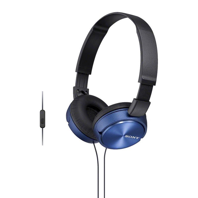 slide 1 of 2, Sony MDR-ZX310AP ZX Series Wired On-Ear Headphones with Mic - Blue, 1 ct