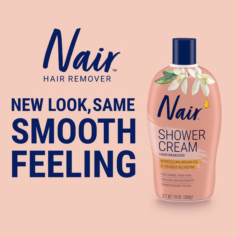 slide 3 of 8, Nair Shower Cream Hair Remover, Moroccan Argan Oil - 13.0 oz, 13 oz